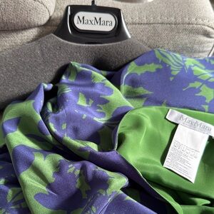 MaxMara Dark Blue and Olive Floral Blouse